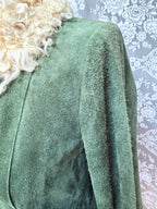 Vintage 1970s Green Sheepskin Afghan Penny Lane Coat