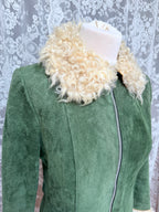 Vintage 1970s Green Sheepskin Afghan Penny Lane Coat