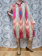 Rare Vintage 1950s Uzbek Silk Tunic Midi Dress