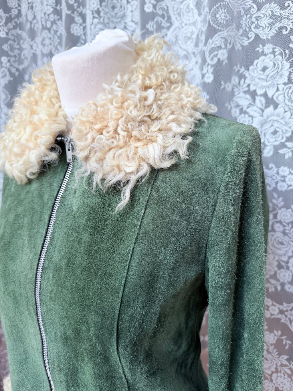Vintage 1970s Green Sheepskin Afghan Penny Lane Coat