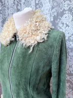 Vintage 1970s Green Sheepskin Afghan Penny Lane Coat