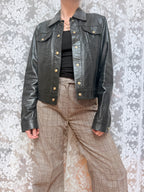Vintage 1990s Versace Couture Leather Trucker Jacket