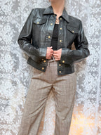 Vintage 1990s Versace Couture Leather Trucker Jacket