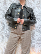 Vintage 1990s Versace Couture Leather Trucker Jacket