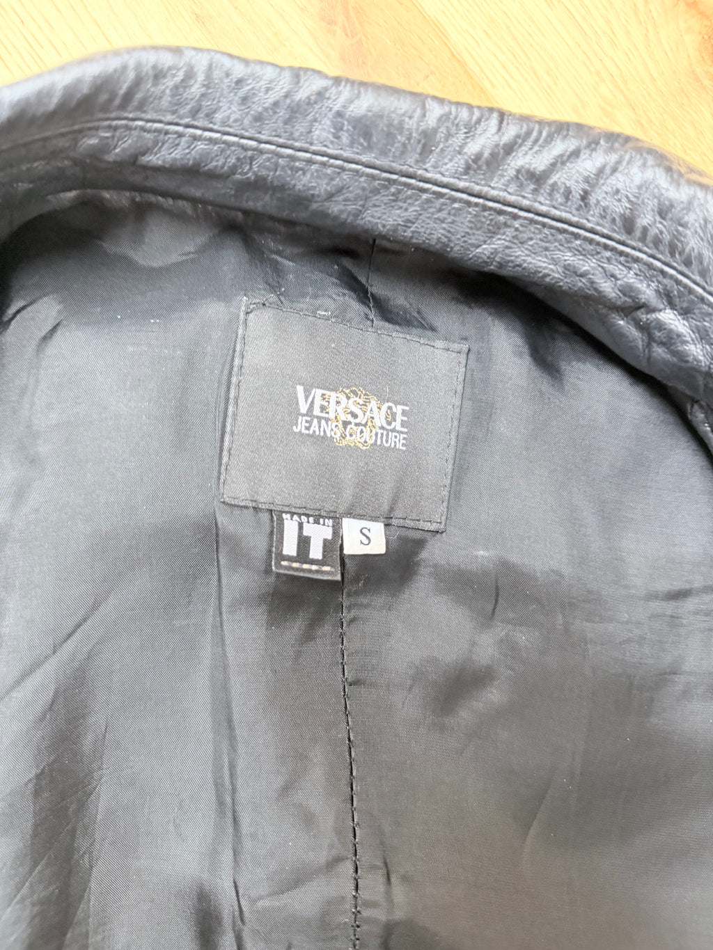 Vintage 1990s Versace Couture Leather Trucker Jacket
