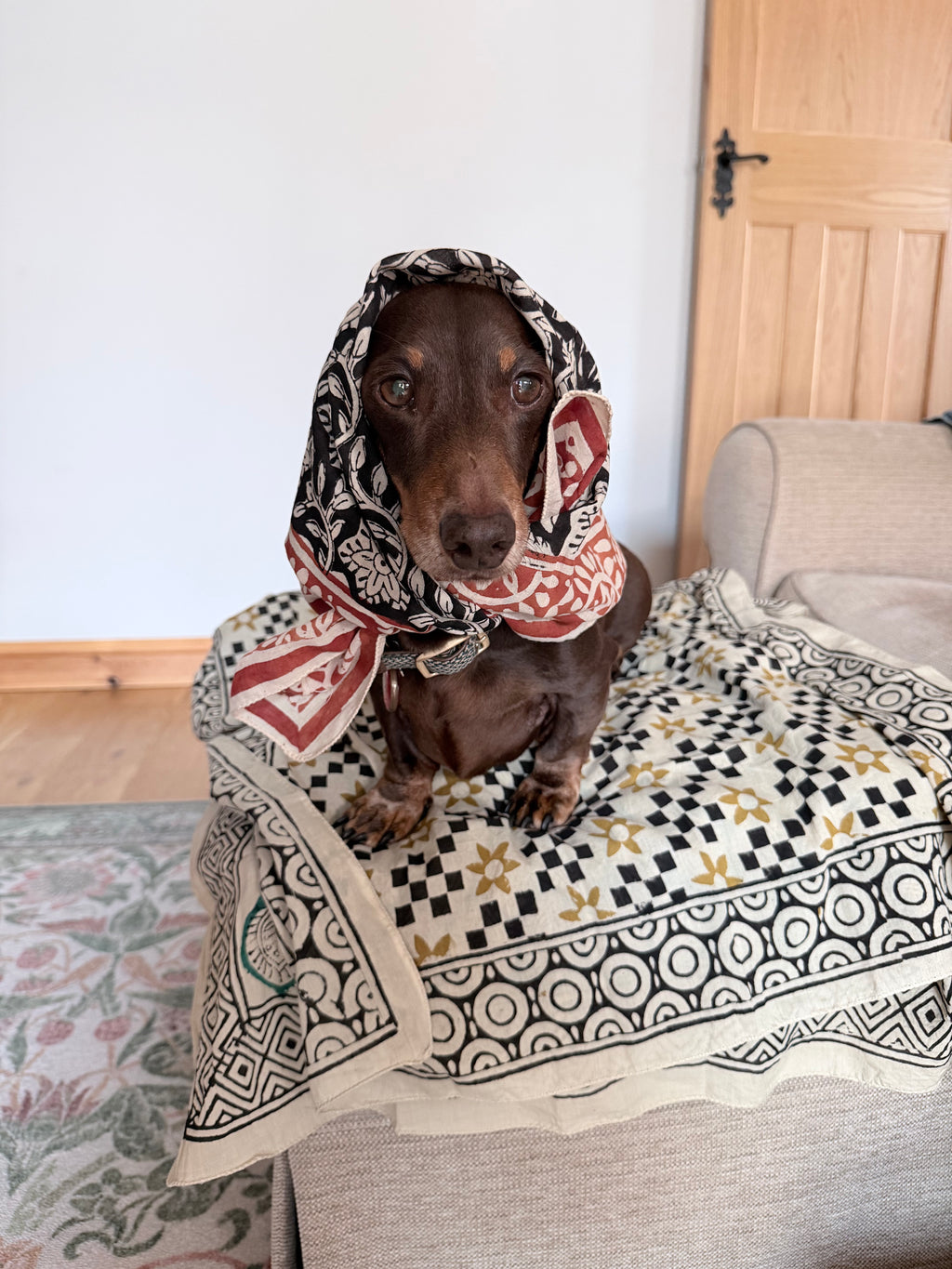 Indian Block Print Boho Cotton Headscarf | The Henna