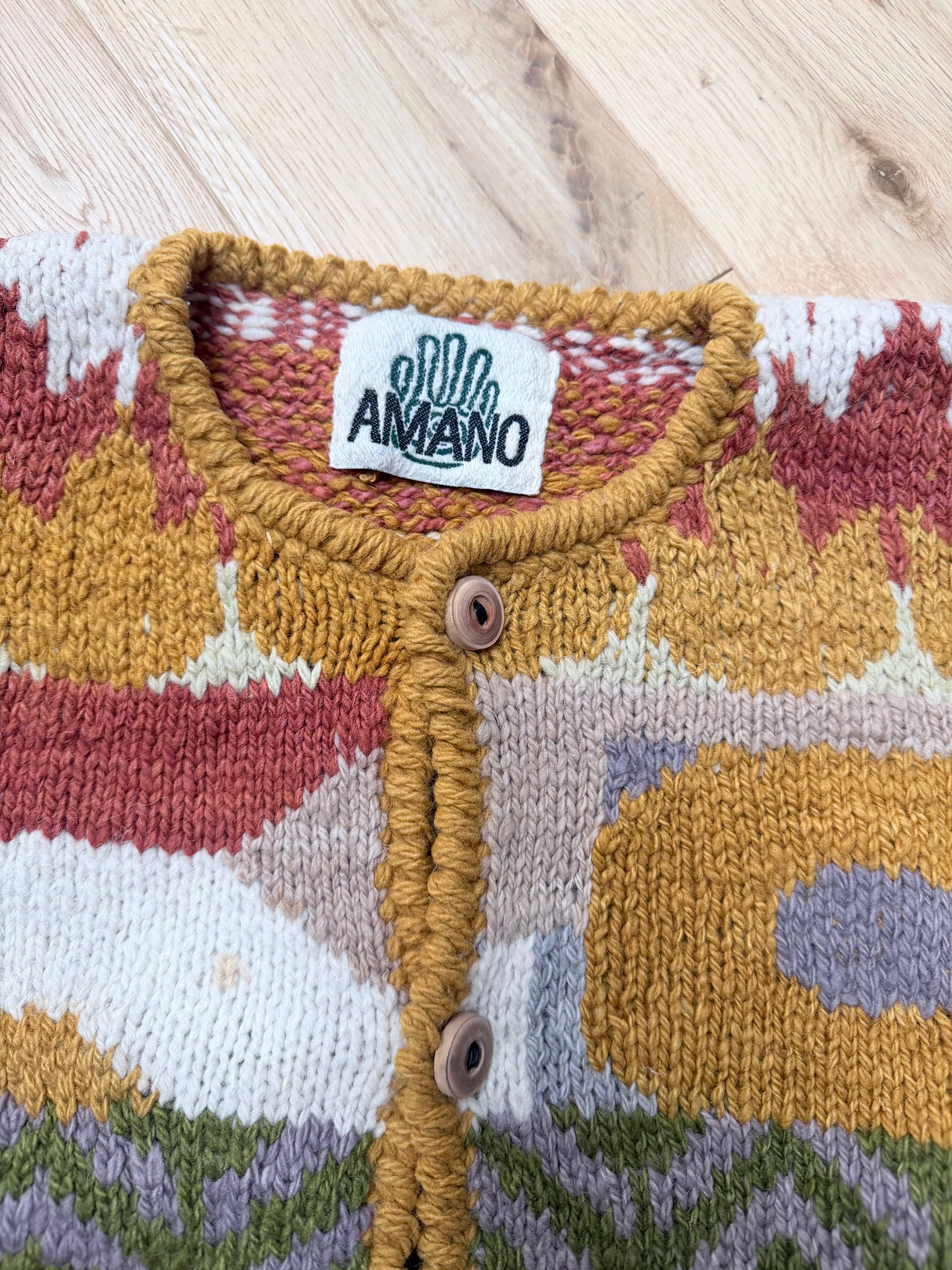 Vintage 1990s Amano Handmade Autumnal Cosy Cardigan