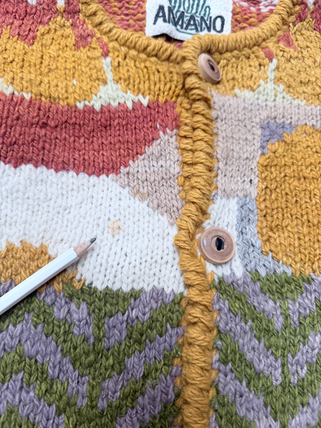 Vintage 1990s Amano Handmade Autumnal Cosy Cardigan