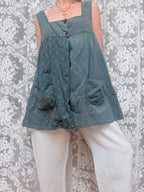 Vintage 1970s Laura Ashley Ditsy Floral Pinafore Smock Top