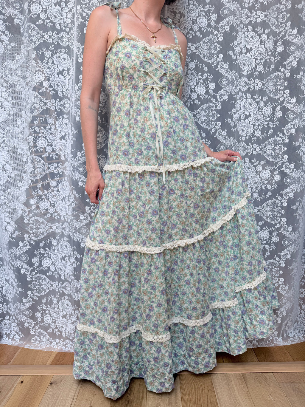 Vintage 1970s Marion Donaldson Liberty Fabric Floral Sundress