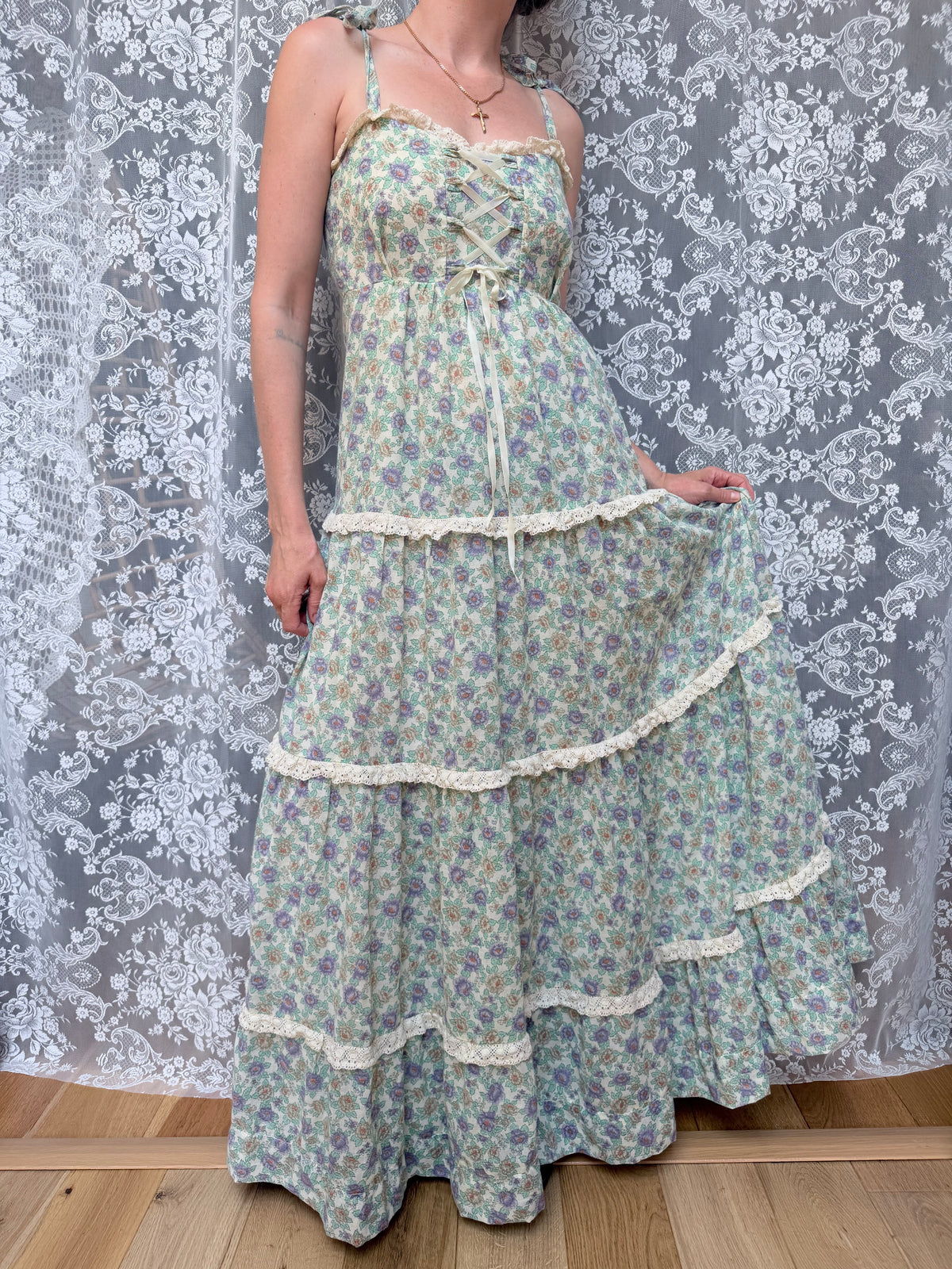 Vintage 1970s Marion Donaldson Liberty Fabric Floral Sundress
