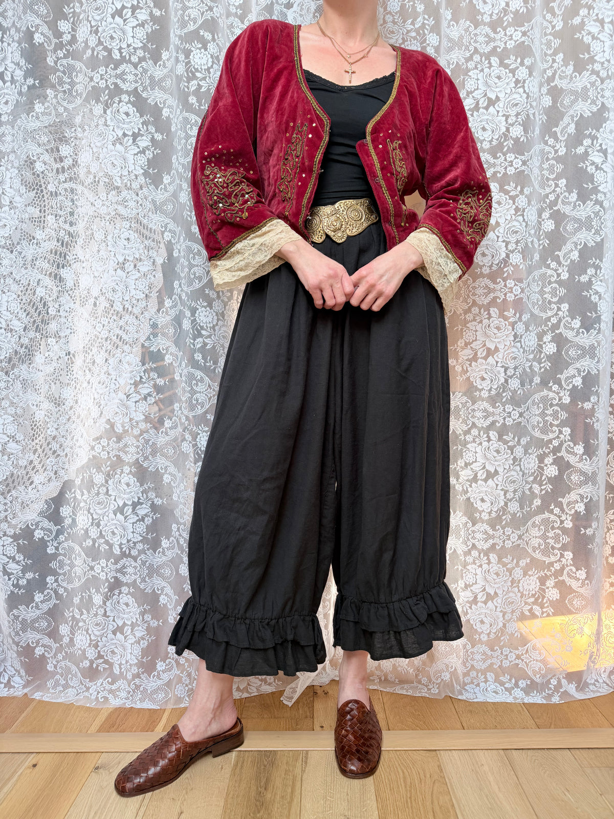 Antique Red Velvet Jacket with Gold Embroidery | Ottoman/Balkan Folk Style