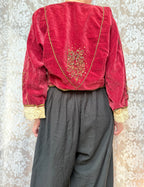 Antique Red Velvet Jacket with Gold Embroidery | Ottoman/Balkan Folk Style