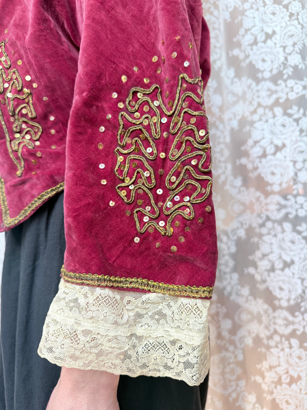 Antique Red Velvet Jacket with Gold Embroidery | Ottoman/Balkan Folk Style