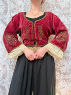 Antique Red Velvet Jacket with Gold Embroidery | Ottoman/Balkan Folk Style