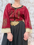 Antique Red Velvet Jacket with Gold Embroidery | Ottoman/Balkan Folk Style