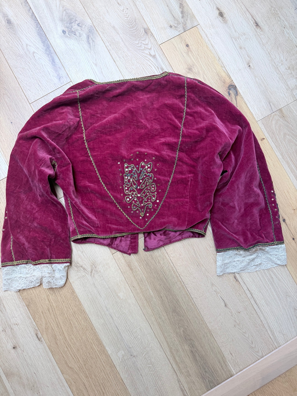 Antique Red Velvet Jacket with Gold Embroidery | Ottoman/Balkan Folk Style