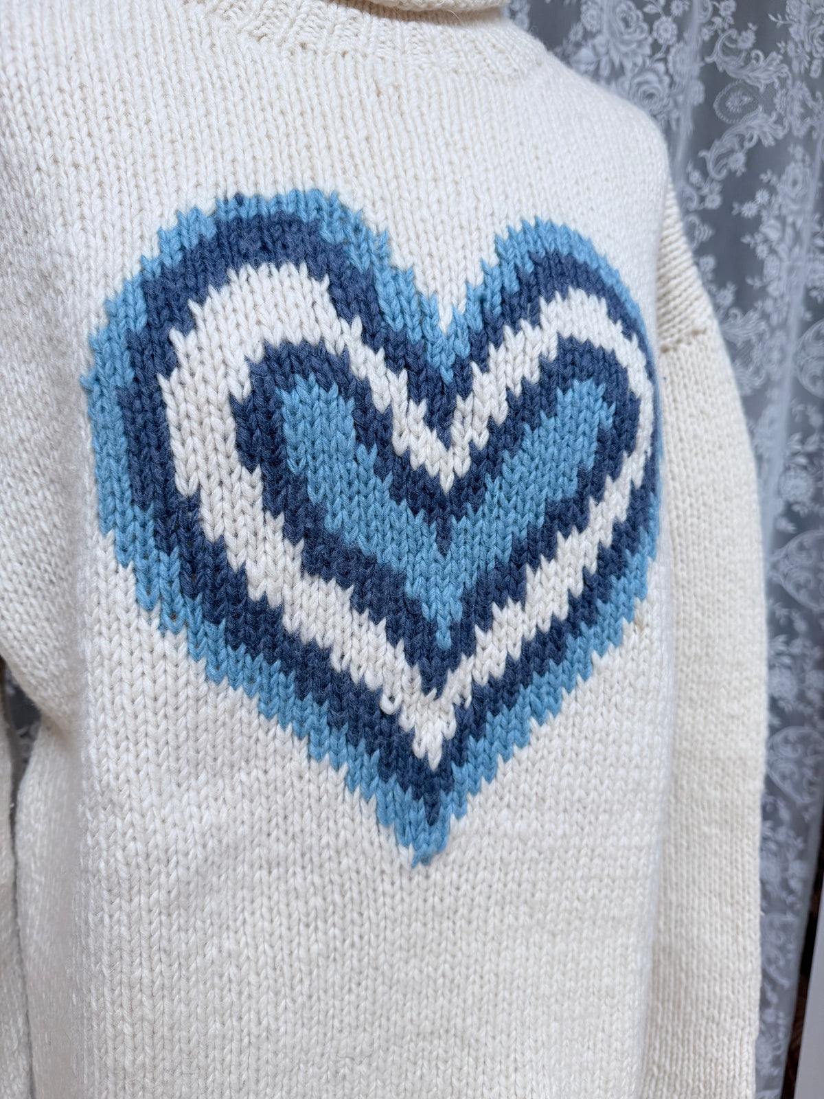 Vintage 1990s Pachamama Hand-Knitted Oversized Heart Jumper