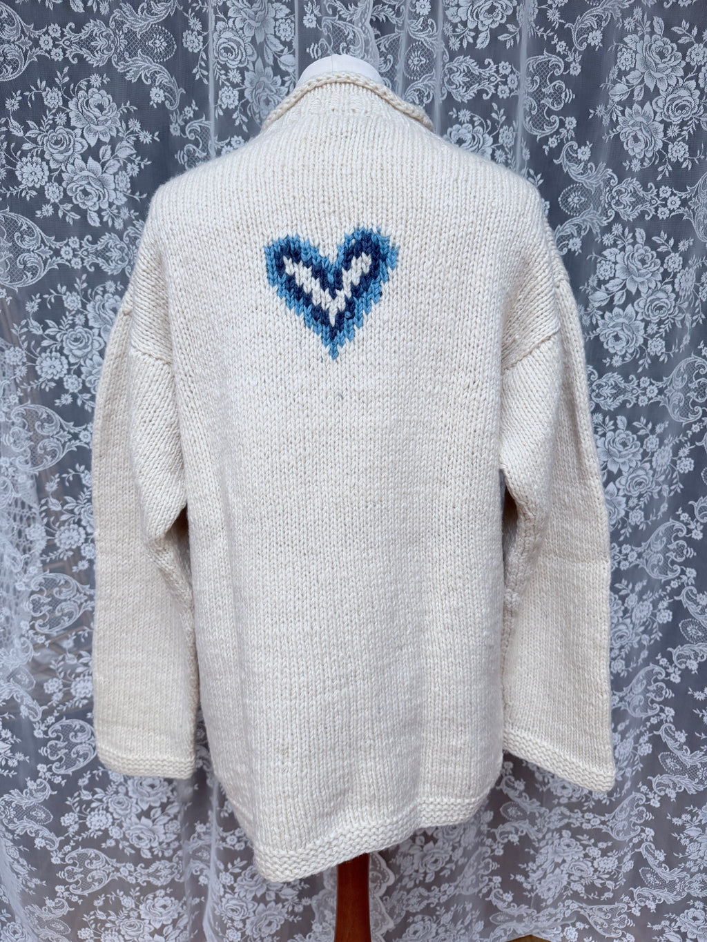 Vintage 1990s Pachamama Hand-Knitted Oversized Heart Jumper