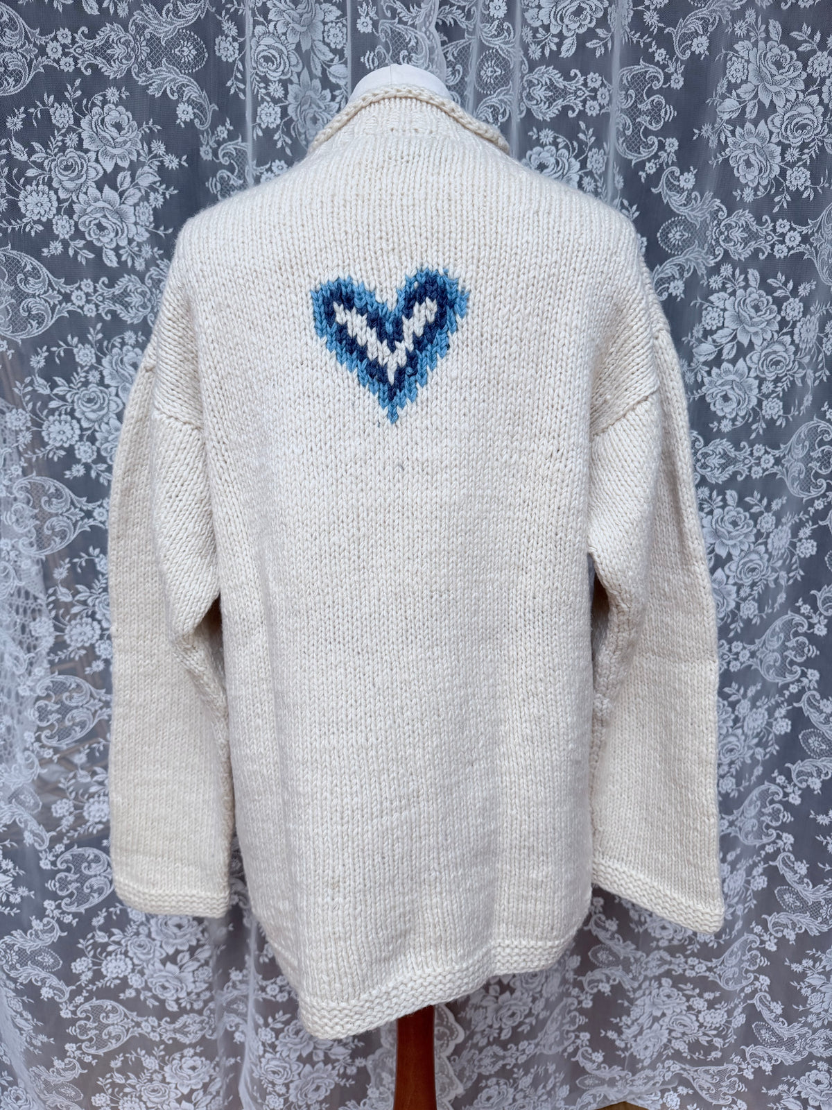 Vintage 1990s Pachamama Hand-Knitted Oversized Heart Jumper