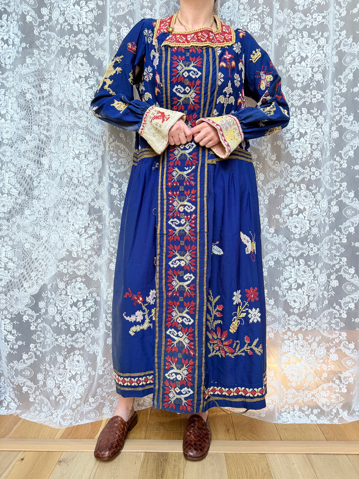 Antique Circa 1900 Hand Embroidered Middle Eastern Dress | Afghan/Palestinian Ceremonial Robe