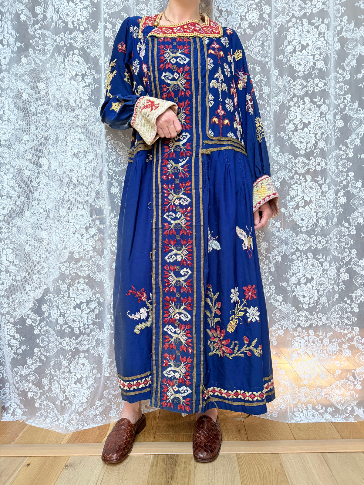 Antique Circa 1900 Hand Embroidered Middle Eastern Dress | Afghan/Palestinian Ceremonial Robe