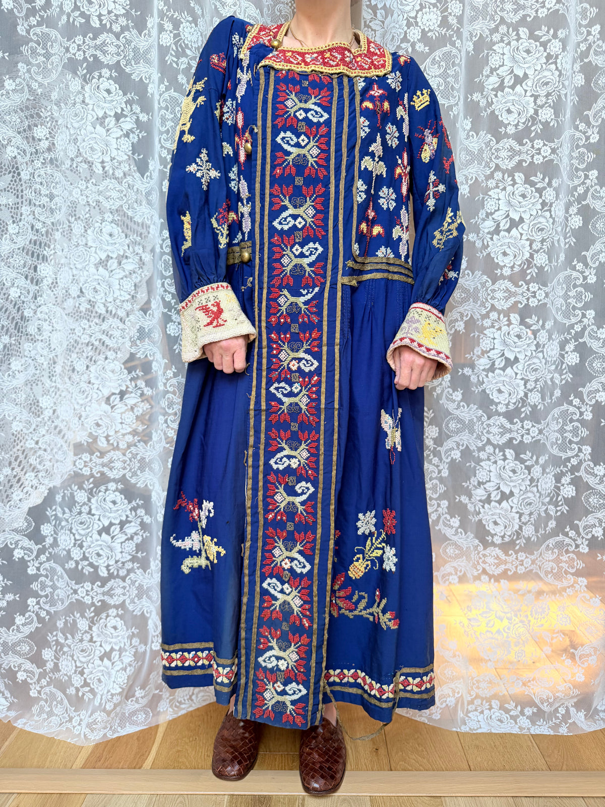 Antique Circa 1900 Hand Embroidered Middle Eastern Dress | Afghan/Palestinian Ceremonial Robe