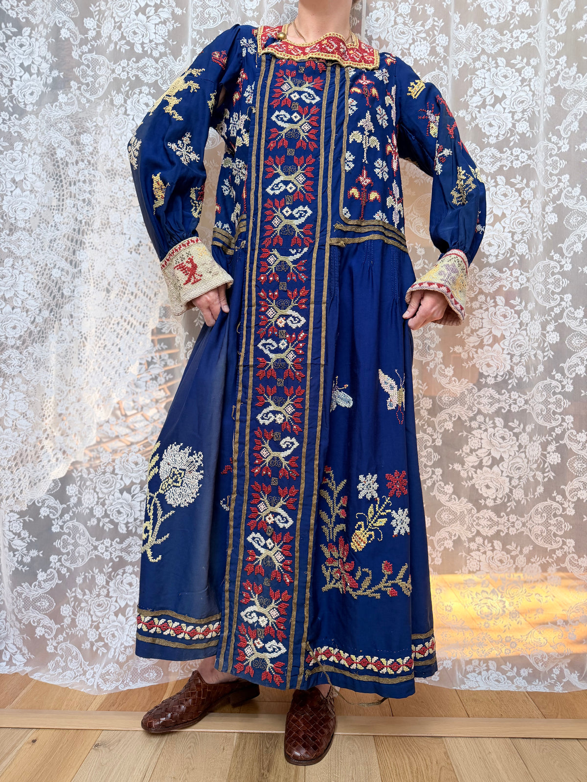Antique Circa 1900 Hand Embroidered Middle Eastern Dress | Afghan/Palestinian Ceremonial Robe