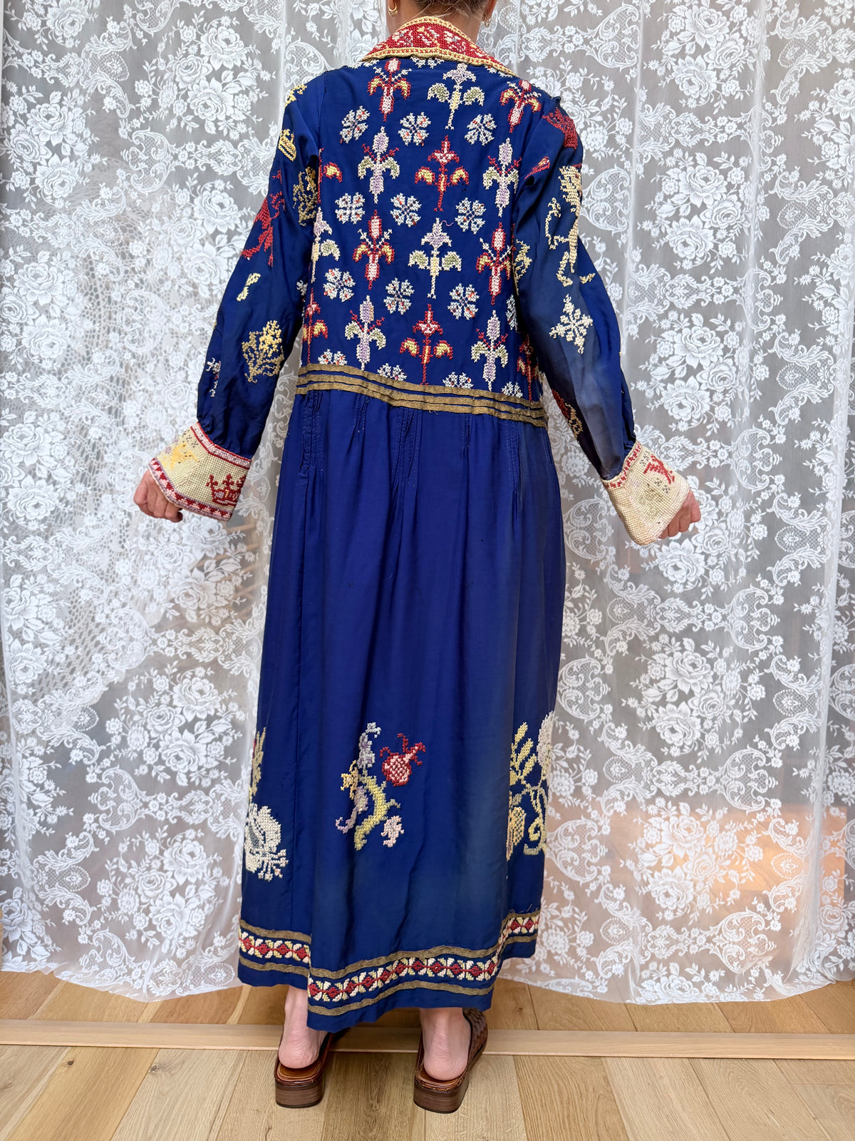 Antique Circa 1900 Hand Embroidered Middle Eastern Dress | Afghan/Palestinian Ceremonial Robe