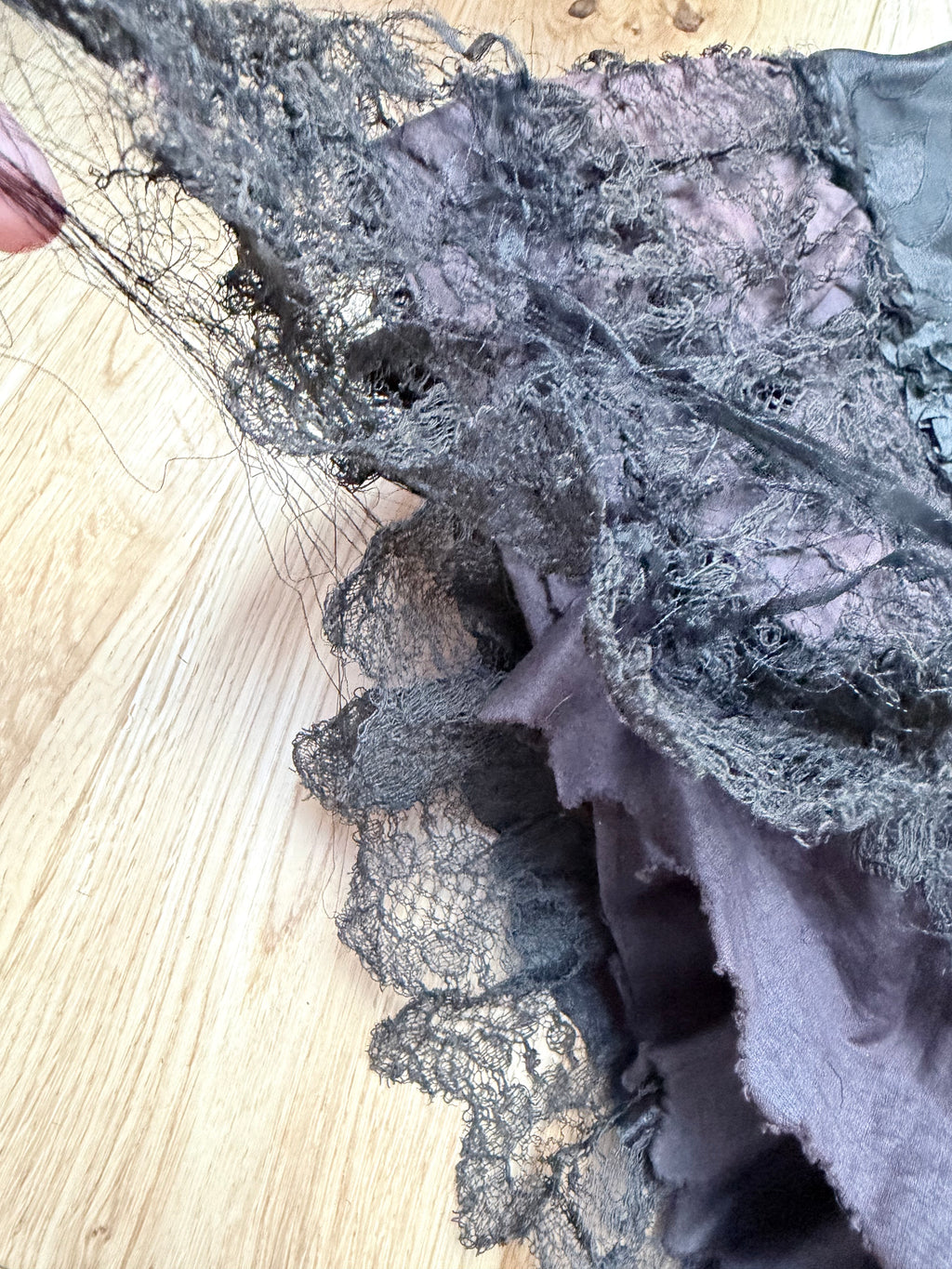 Antique Late Victorian Black Floral Lace Cape | Gothic Evening Wear
