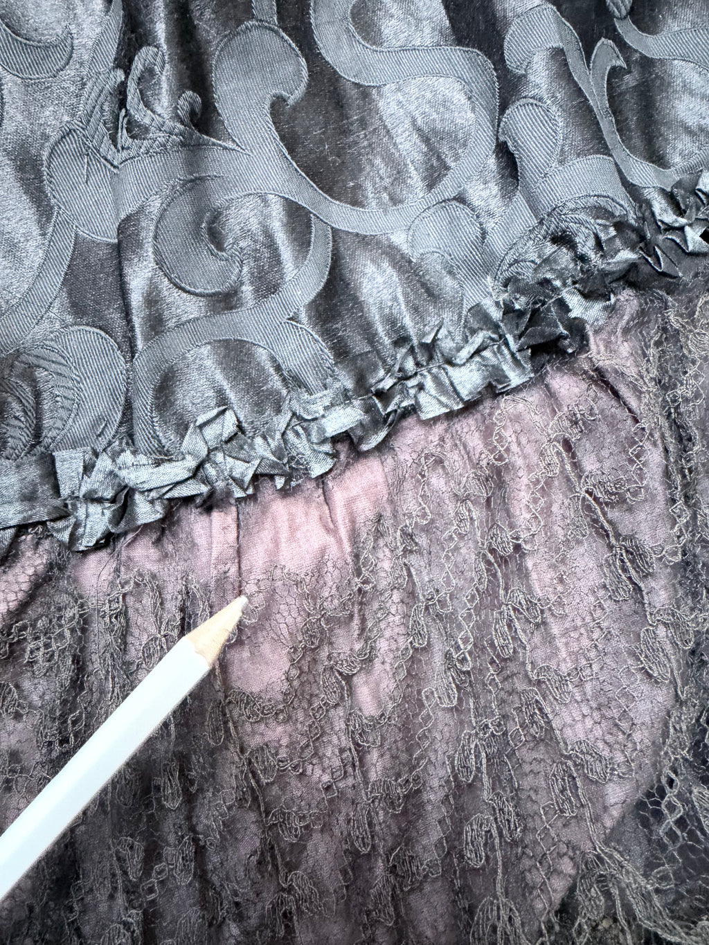 Antique Late Victorian Black Floral Lace Cape | Gothic Evening Wear