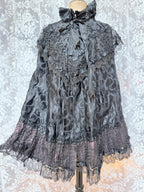 Antique Late Victorian Black Floral Lace Cape | Gothic Evening Wear
