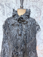 Antique Late Victorian Black Floral Lace Cape | Gothic Evening Wear