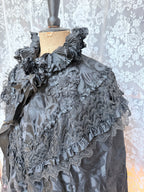 Antique Late Victorian Black Floral Lace Cape | Gothic Evening Wear