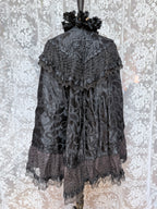 Antique Late Victorian Black Floral Lace Cape | Gothic Evening Wear