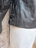 Rare Original 1970s Leather Biker Jacket with Tassels