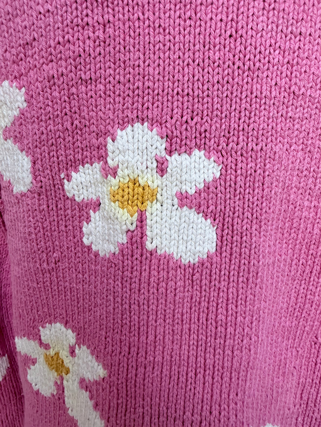 Vintage 1990s Pachamama Pink Daisy Embroidered Cotton Cardigan