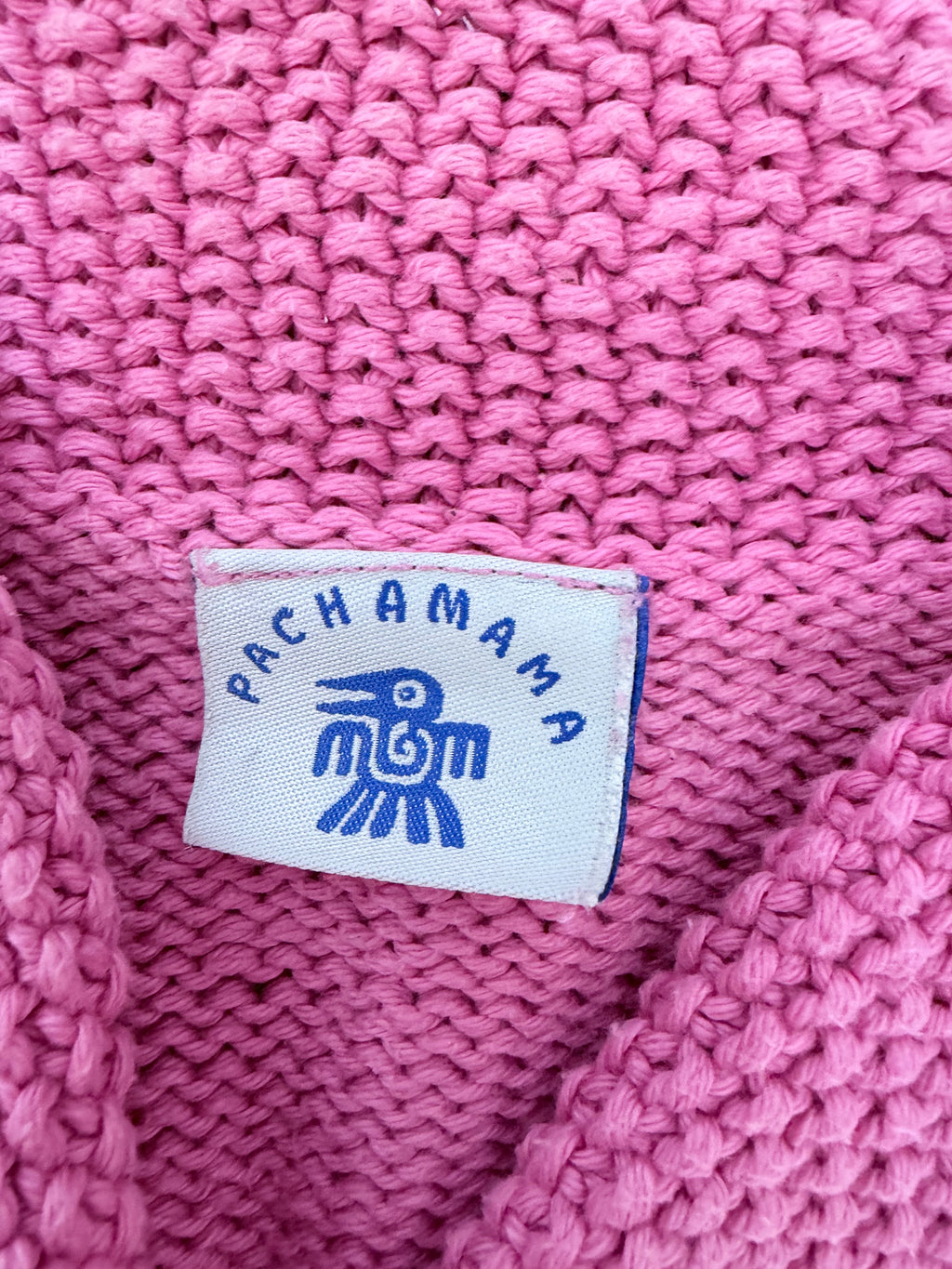 Vintage 1990s Pachamama Pink Daisy Embroidered Cotton Cardigan
