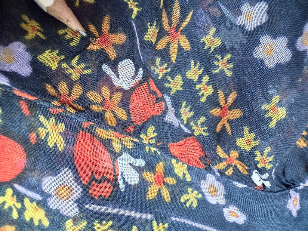 Rare Early 1970s David Silverman Floral Angel Sleeve Maxi Dress