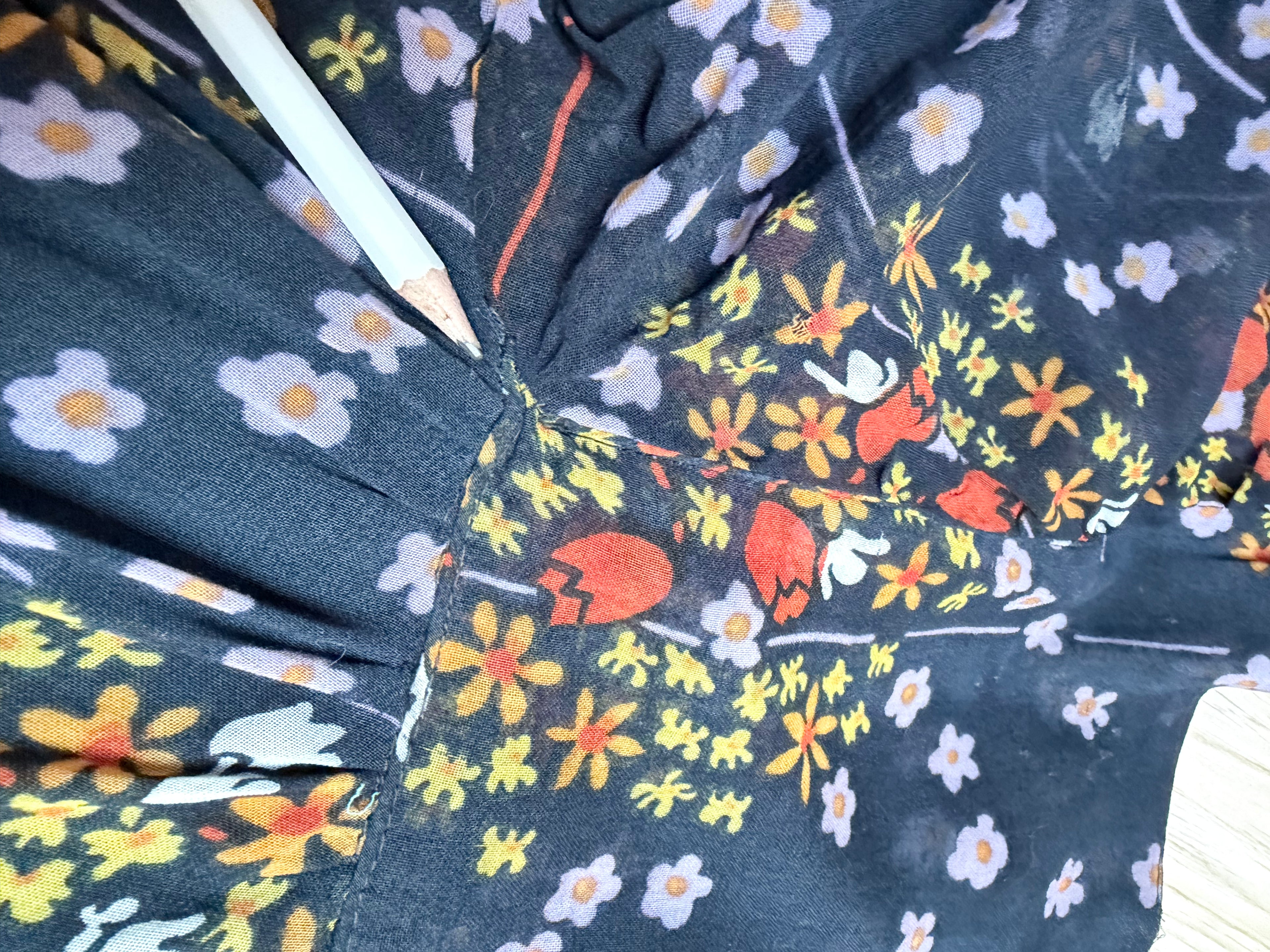 Rare Early 1970s David Silverman Floral Angel Sleeve Maxi Dress