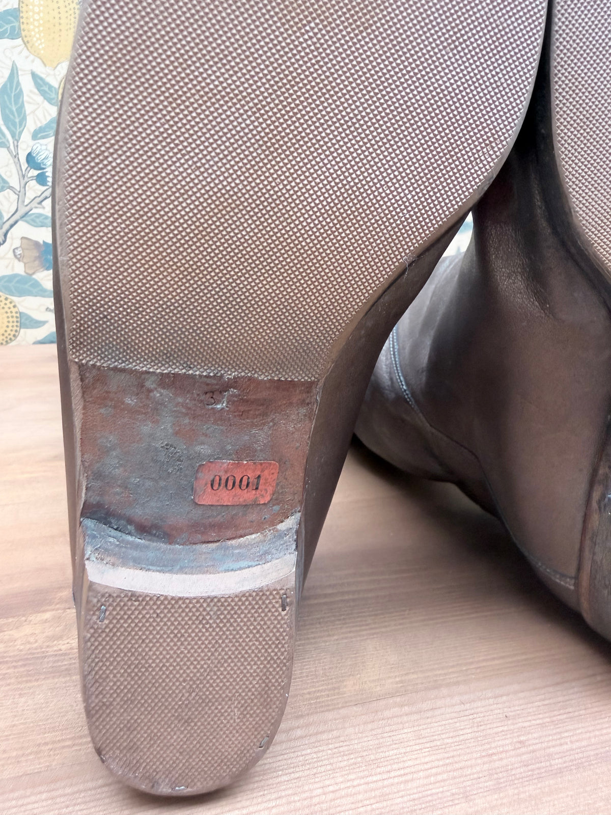 Vintage Silver Leather Knee-High Geometric Mosaic Boots