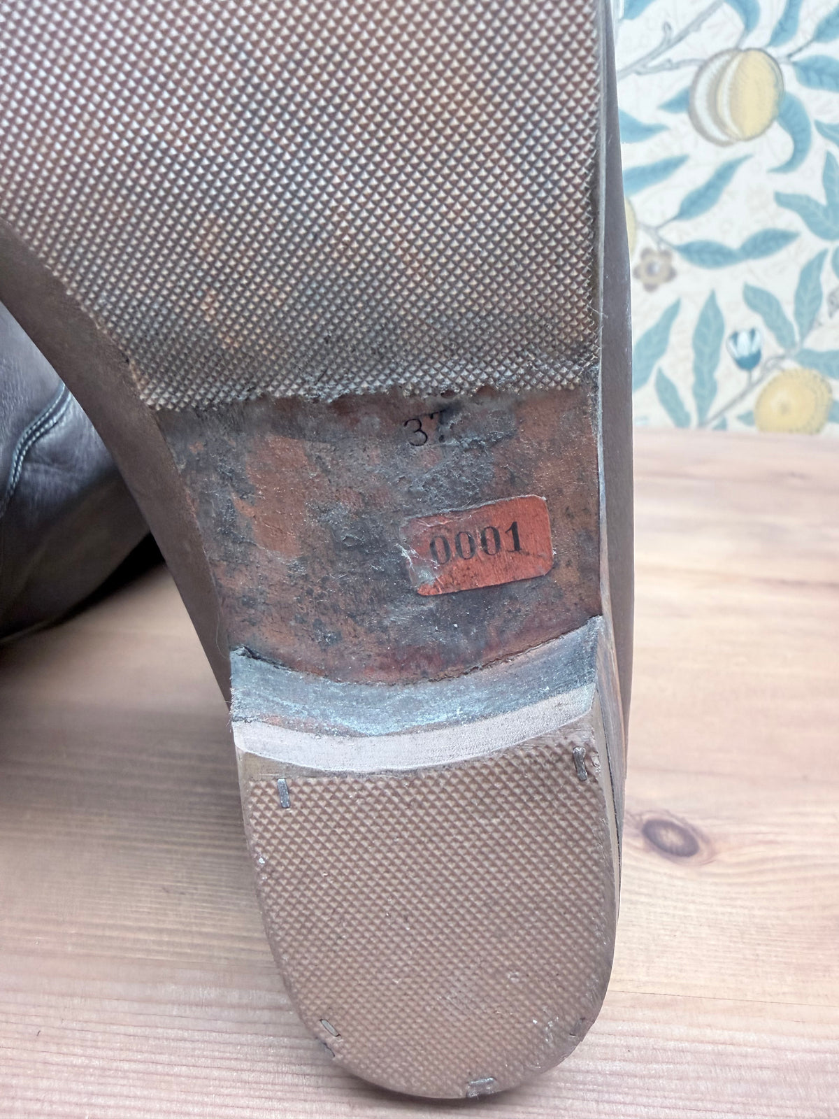 Vintage Silver Leather Knee-High Geometric Mosaic Boots
