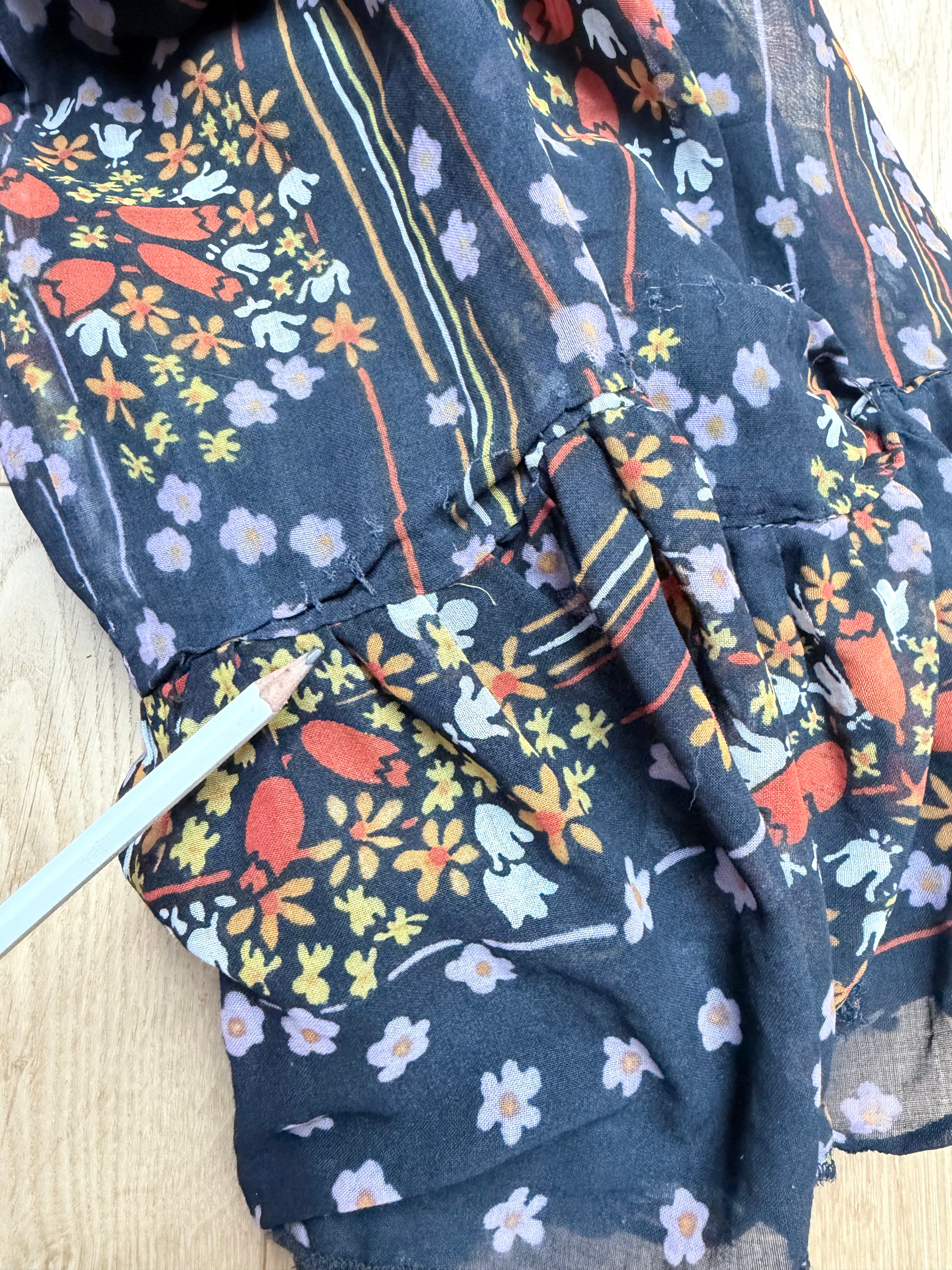 Rare Early 1970s David Silverman Floral Angel Sleeve Maxi Dress