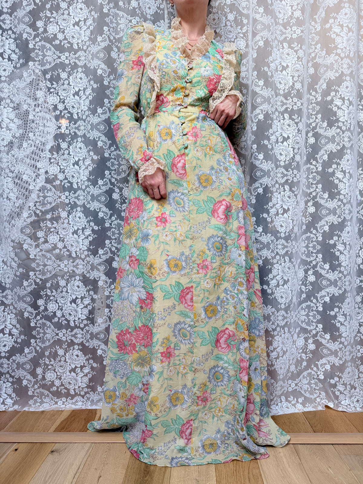 Rare Vintage 1970s Corky Craig of California Floral Dress