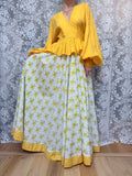 Incredibly Rare Jean Varon 1960s Yellow Peplum Maxi Dress
