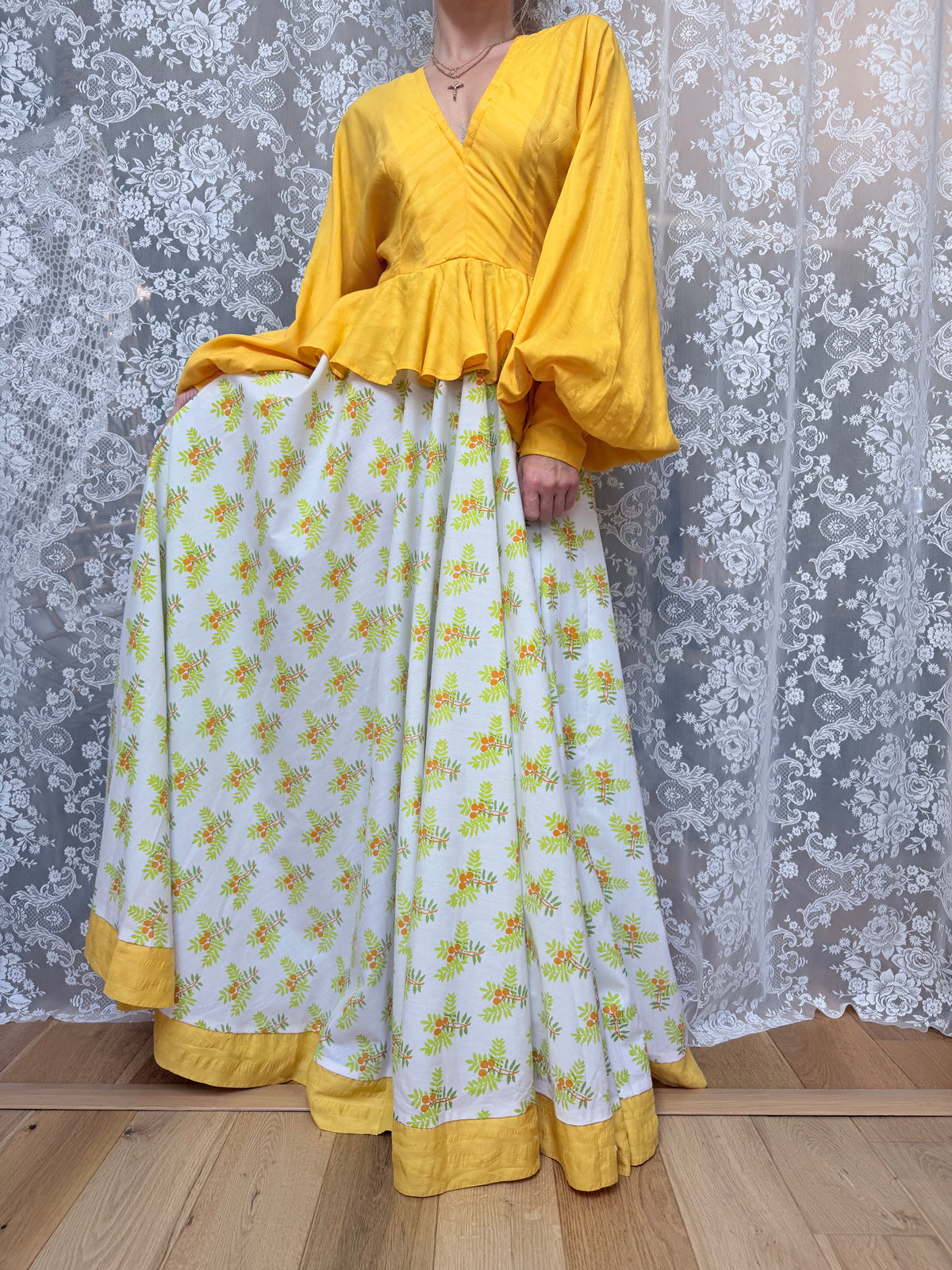 Incredibly Rare Jean Varon 1960s Yellow Peplum Maxi Dress