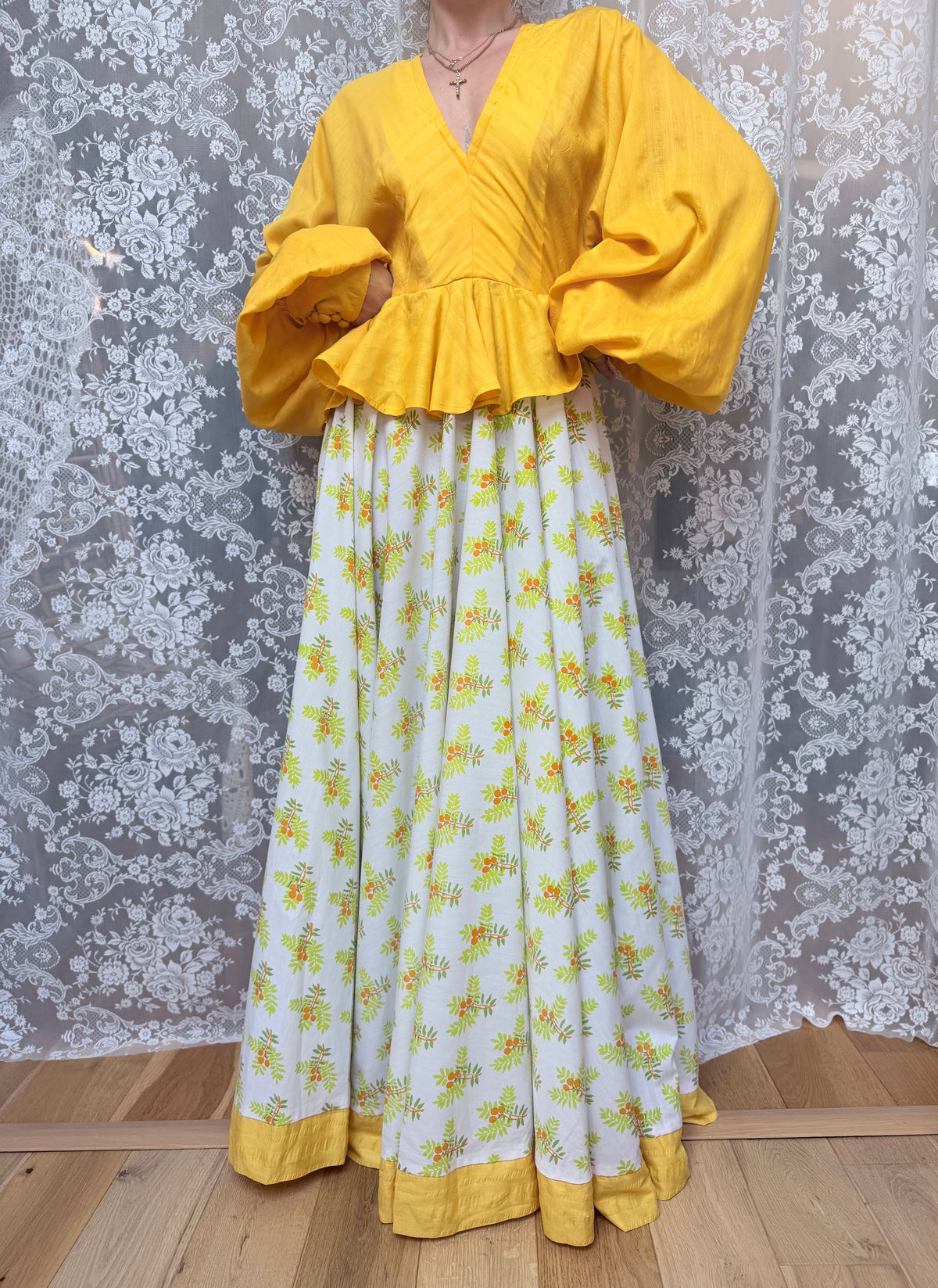 Incredibly Rare Jean Varon 1960s Yellow Peplum Maxi Dress