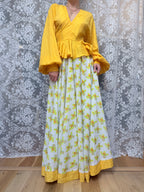 Incredibly Rare Jean Varon 1960s Yellow Peplum Maxi Dress