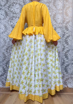 Incredibly Rare Jean Varon 1960s Yellow Peplum Maxi Dress