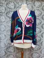 Vintage Berek Hand-Knitted 1980s Floral Cardigan